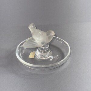 Lalique Glass Ring Dish Dove Bird France French Vintage Jewelry Holder Figurine